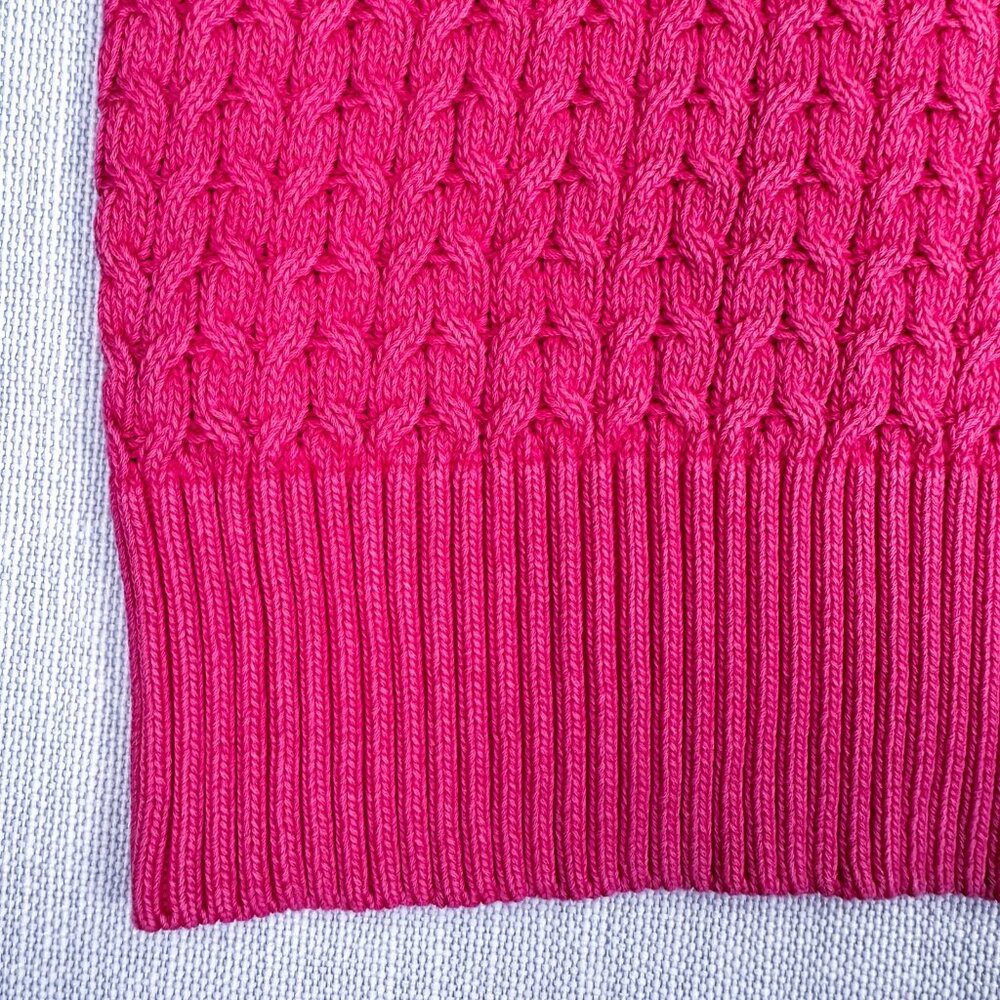 Tommy Bahama Fuchsia Cable Knit Crew neck Sweater – Women's Small – Cozy Classic - Picture 6 of 7